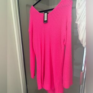 Boohoo neon pink sweater dress